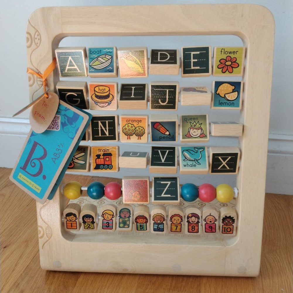 B.Toys AB3's Wooden Abacus - Baby / Toddler Interactive Learning Toy